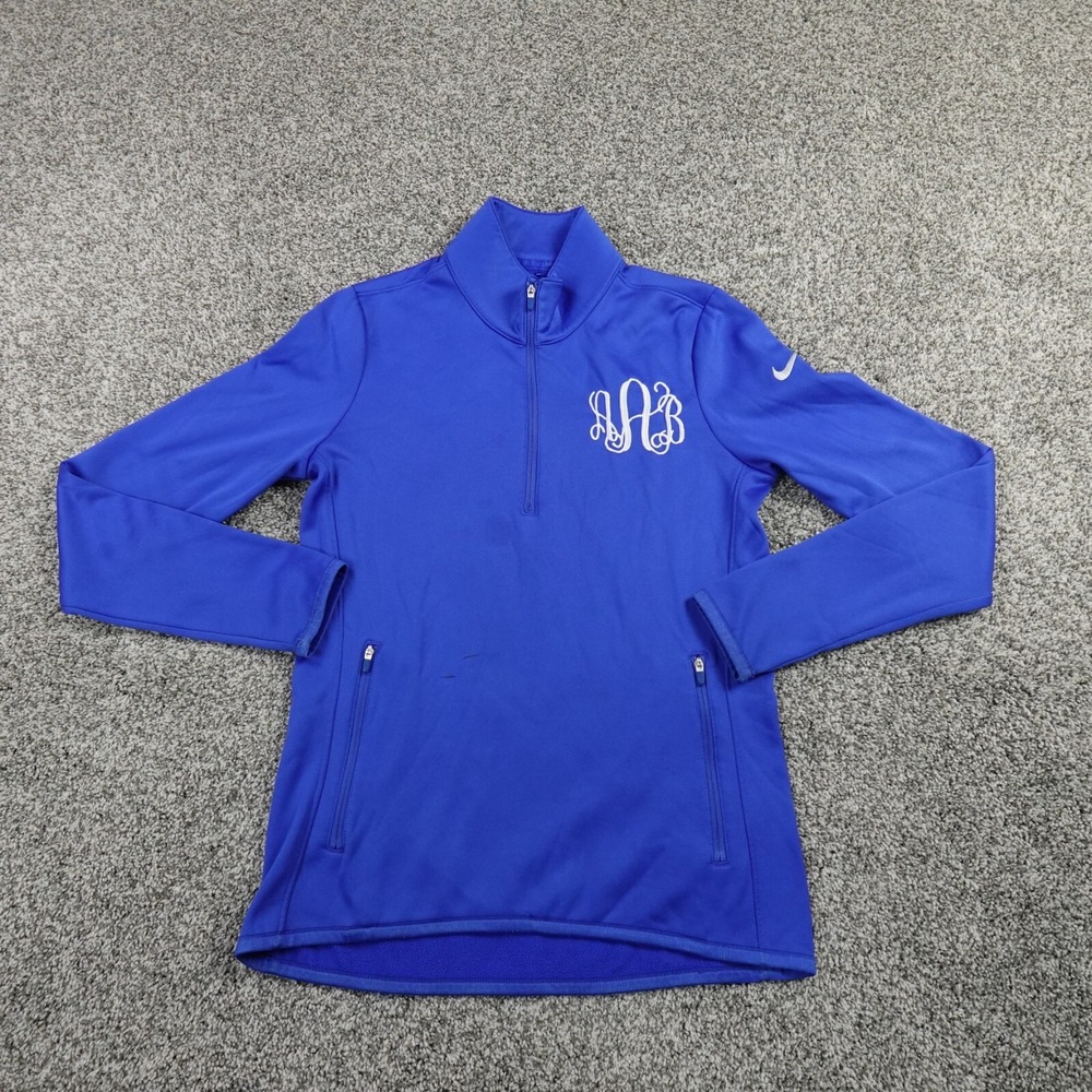 Nike Sweater Womens Small Blue Swoosh ThermaFit Golf Tour Performance Sweatshirt